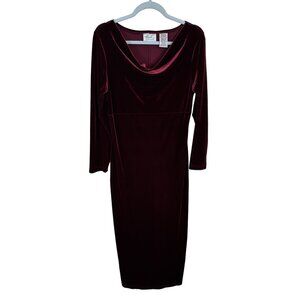 Kathie Lee Collection Womens Velvet Maxi Dress Medium 8/10 Burgundy Red Scoop